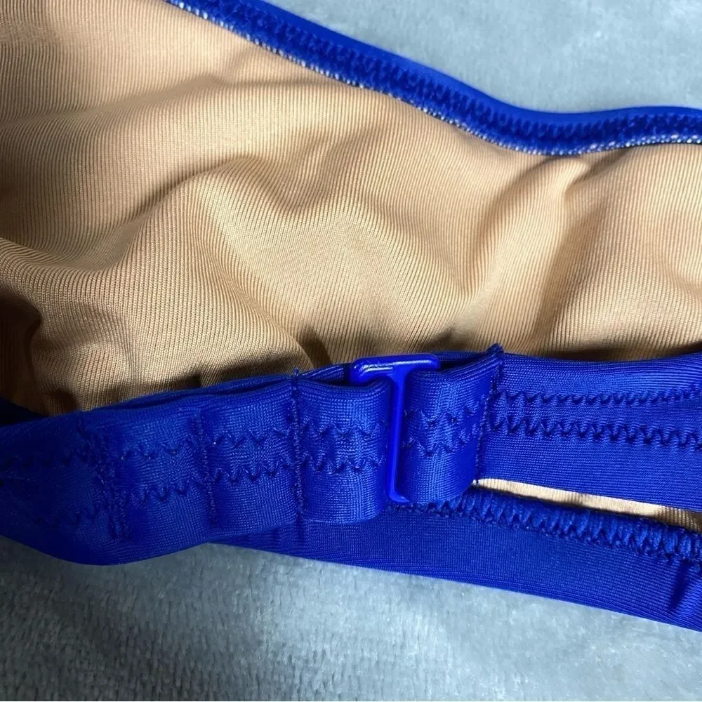 NEW J. Crew Heritage Scoopneck Bikini Top Size M Blue
